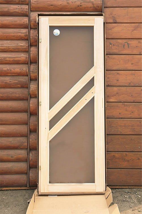 Дверное полотно со стеклом Сауна Данн 700х1900 Липа для бани и сауны