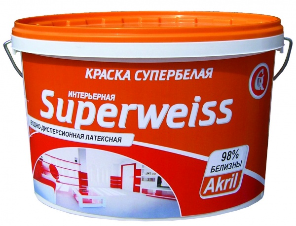 Краска водно-дисперсионная Гермес SUPERWEISS супербелая 14 кг