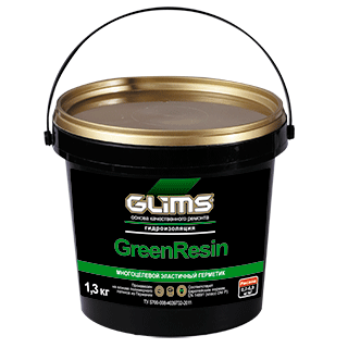 Гидроизоляция эластичная на водной основе Glims GreenResin 1.3 кг