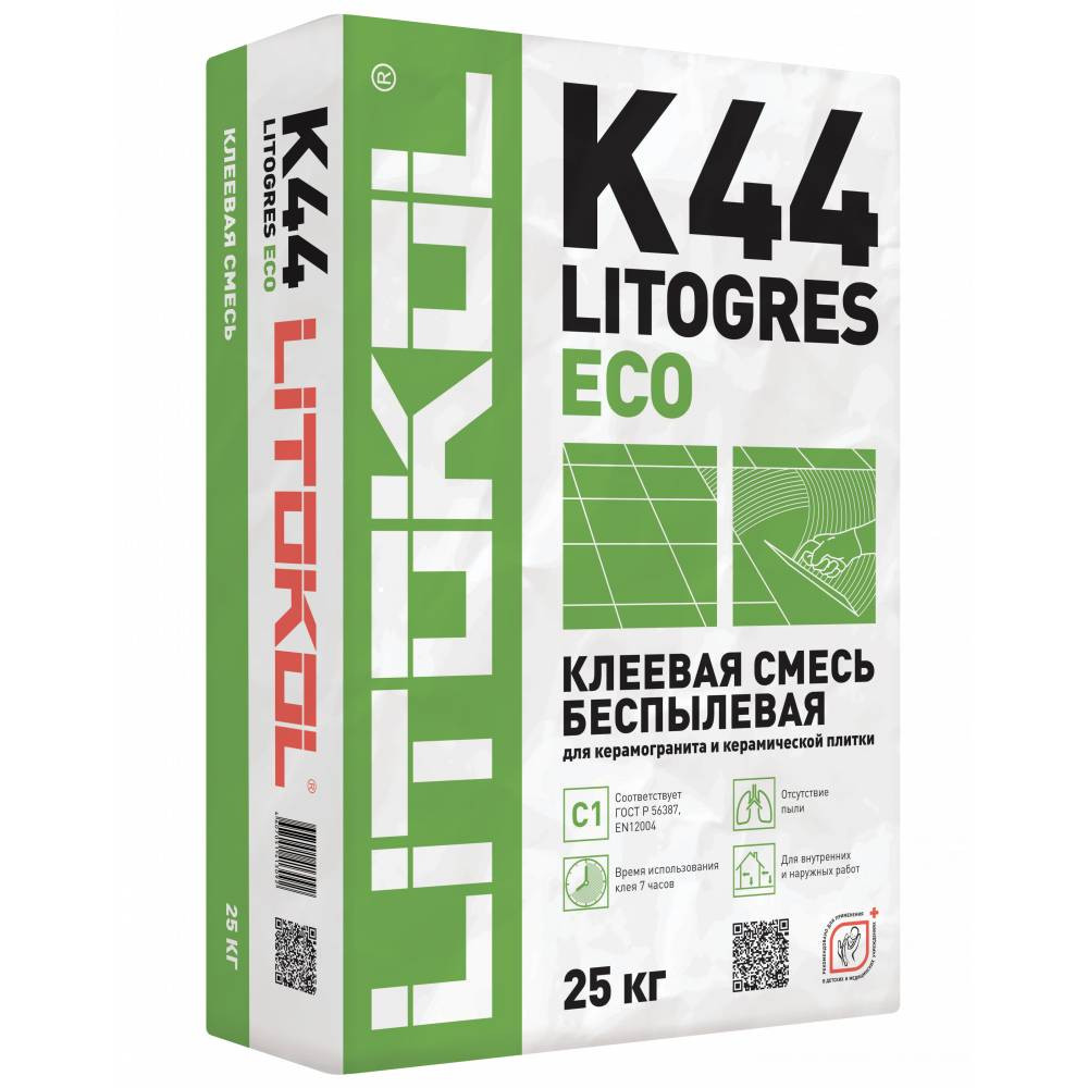 Клей для плитки Litokol Litogres K44 Eco 25 кг