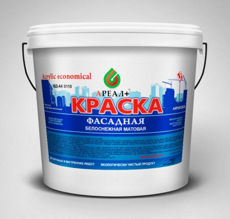 Краска фасадная Ареал+ Economical ВД-АК 0110 40 кг