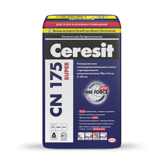 Смесь самовыравнивающаяся Ceresit CN 175 Super 25 кг